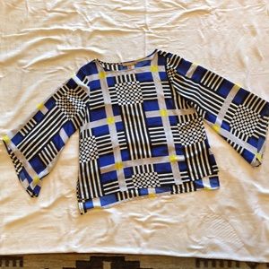 Ellen Tracy vivid graphic Blouse. NWOT size large.